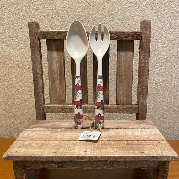 Christmas Serving Utensils, Red Truck Serving Spoon & Serving Fork Set Of 2 - Picture 3 of 16